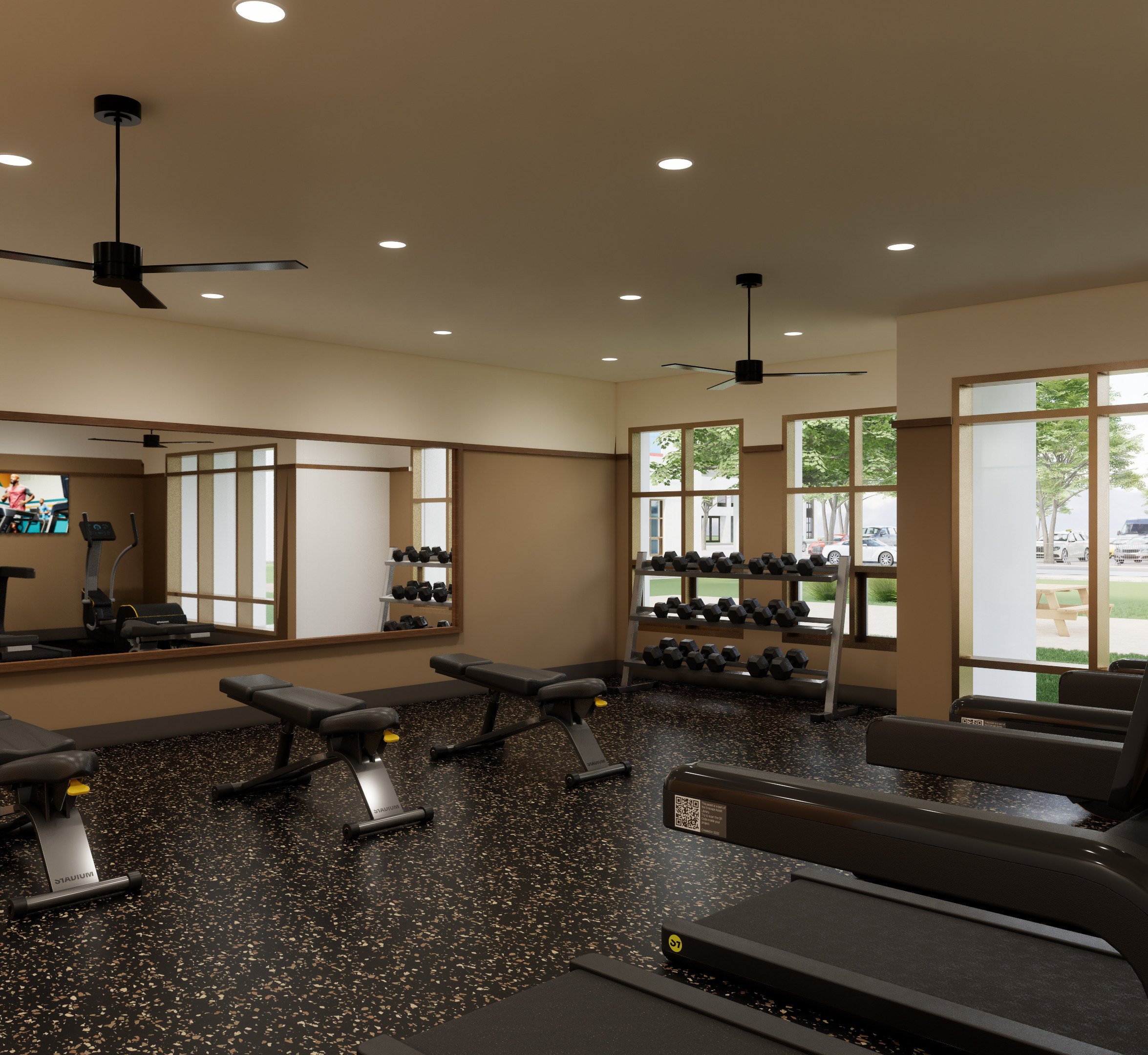 Rendering of the fitness center at Emra Sioux Falls