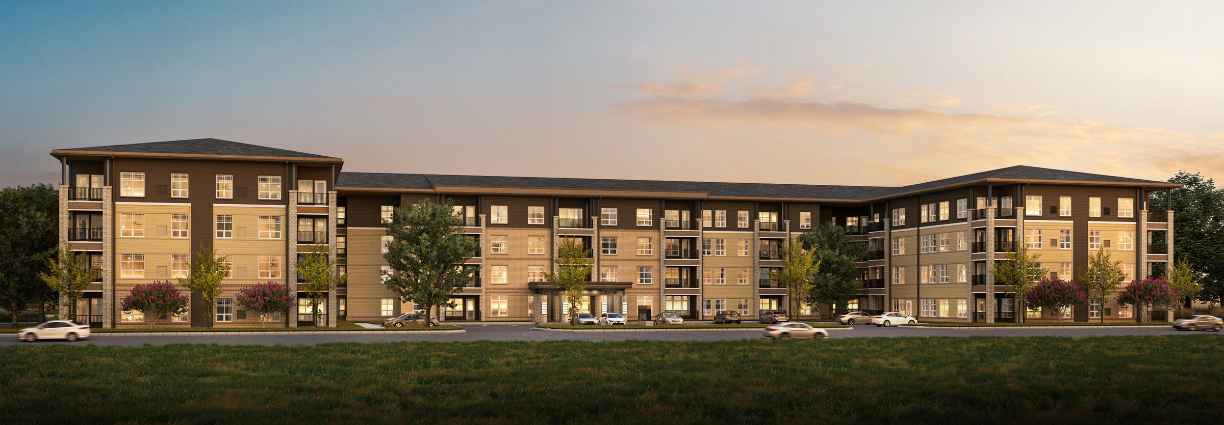 Rendering of Emra Sioux Falls at dusk Rendering of Emra Sioux Falls at dusk